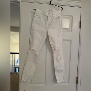 Frame le high skinny crop distressed white raw hem Size 23